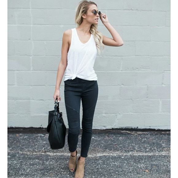 SOLD OUT Black Moto Stretch Leggings - Picture 2 of 6